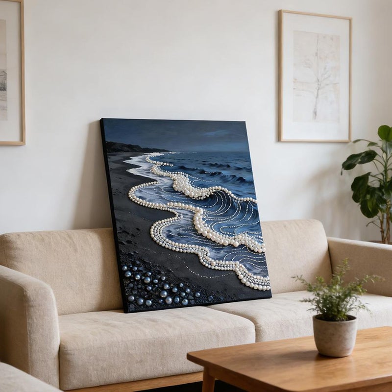 DIY Diamond Art Painting Self-adhesive Pearl Painting Waves 5D  Rhinestone Embroidery Cross Stitch DIY Art Craft Pearl Diamond Art Painting for Home Wall Decoration Gifts - Image 2